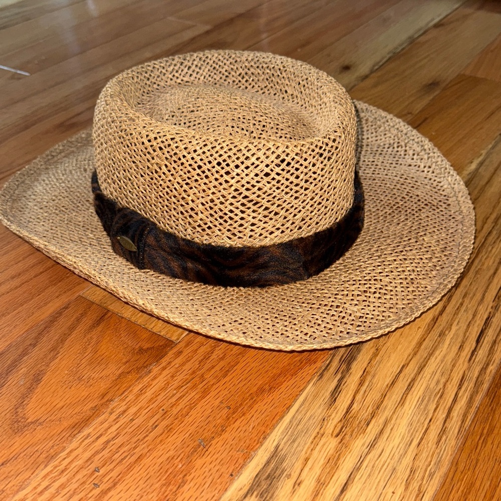 Scala Tan Straw Hat with Brown Band